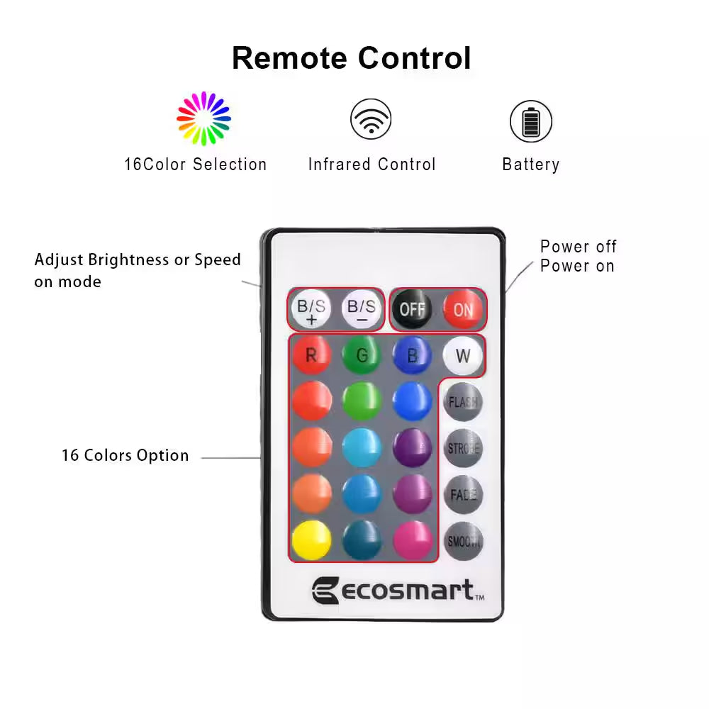16.4 Ft. RGB Color Changing Dimmable USB Powered LED Strip Light with Remote Control
