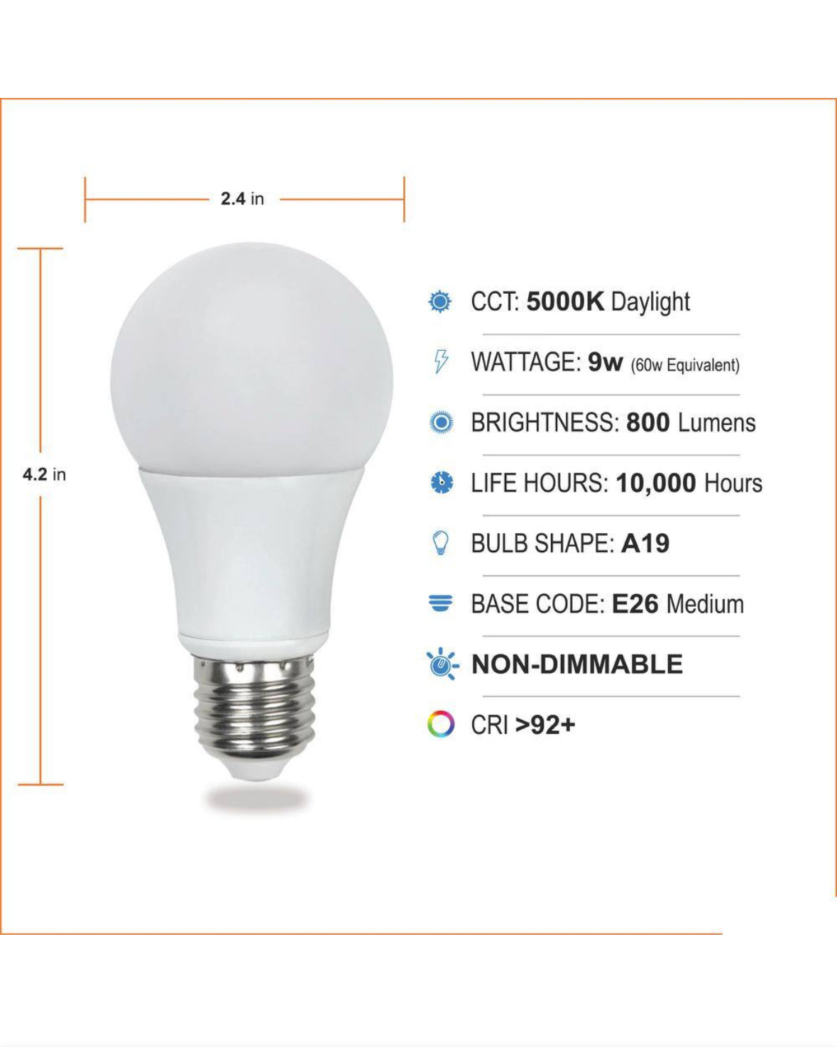 ES 60-Watt Equivalent A19 Non Dimmable CEC Title 20 Pro Pack LED Light Bulb Daylight 5000K 6PK